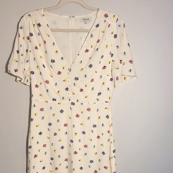 NWT Floral Madewell Dress, white, yellow, blue and green - Picture 2 of 4